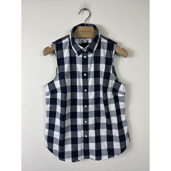 COPY - J. Crew Small Sleeveless Poplin Gingham Shirt Signature Fit AV615 NWT - Picture 1 of 6